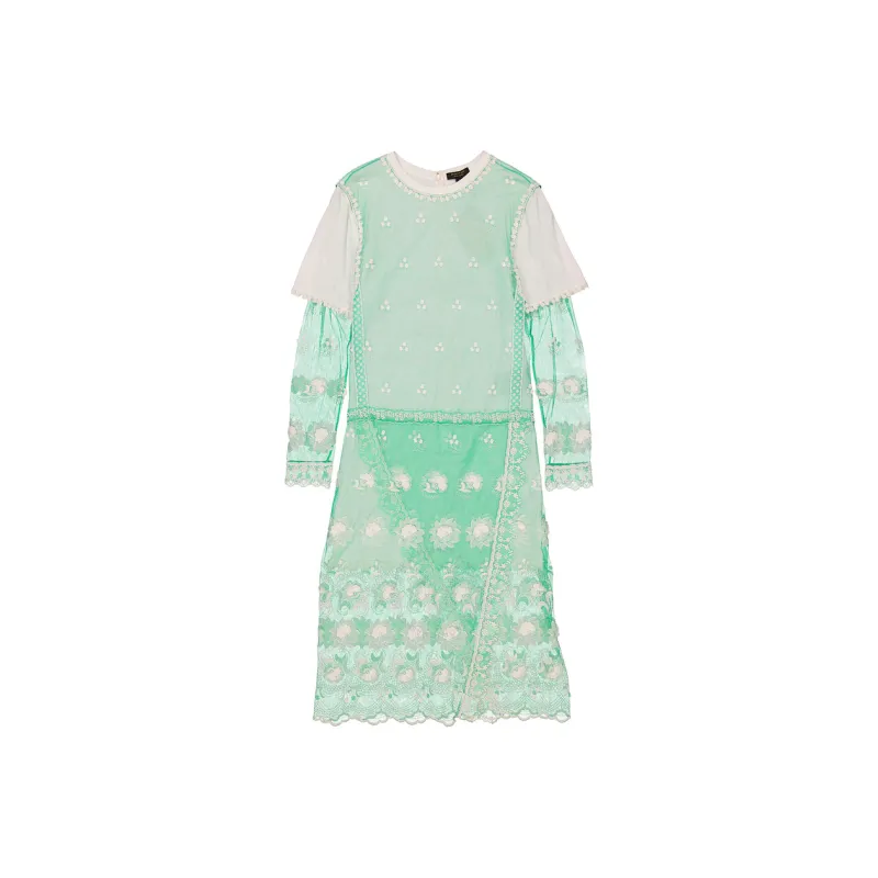 Burberry Long Sleeved Dresses Women's Green-0