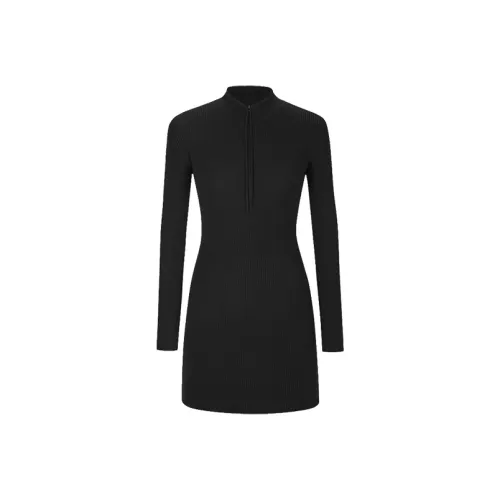 Mu Xiao Xin Long Sleeved Dress Women's Black
