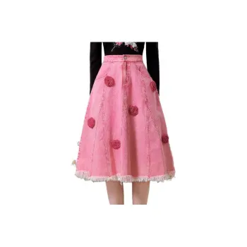 CHECOCRE Casual Long Skirts Women's Pink