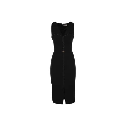 Elisabetta Franchi Contrasting Topstitching Crepe Bustier Style Dress