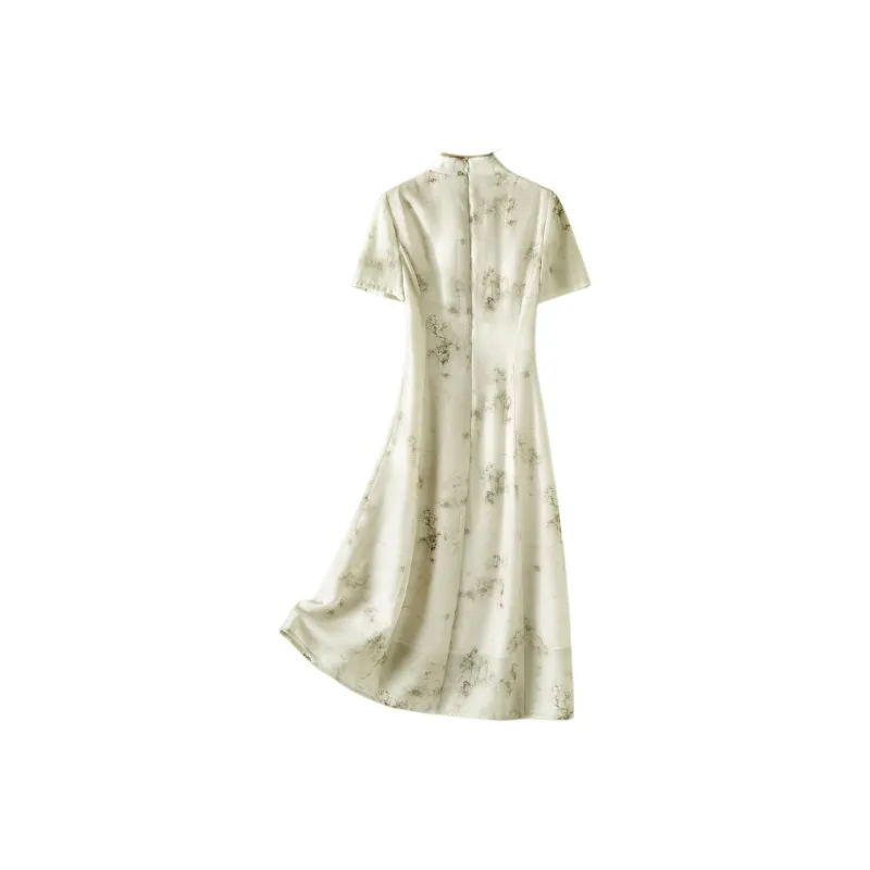IHIMI Short Sleeved Dress Women's Bamboo Green-1