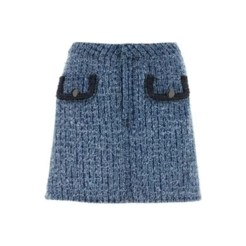 Self portrait Textured Denim Mini Skirt-0