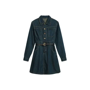 COVER TIME Long Sleeved Dress Women's Dark Blue