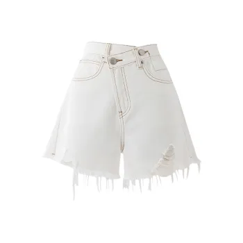 SOON FLOWER Denim Shorts Spring And Summer Women's White