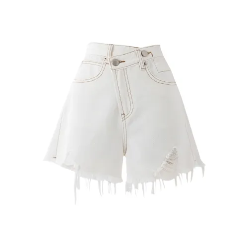 SOON FLOWER Denim Shorts Spring And Summer Women's White