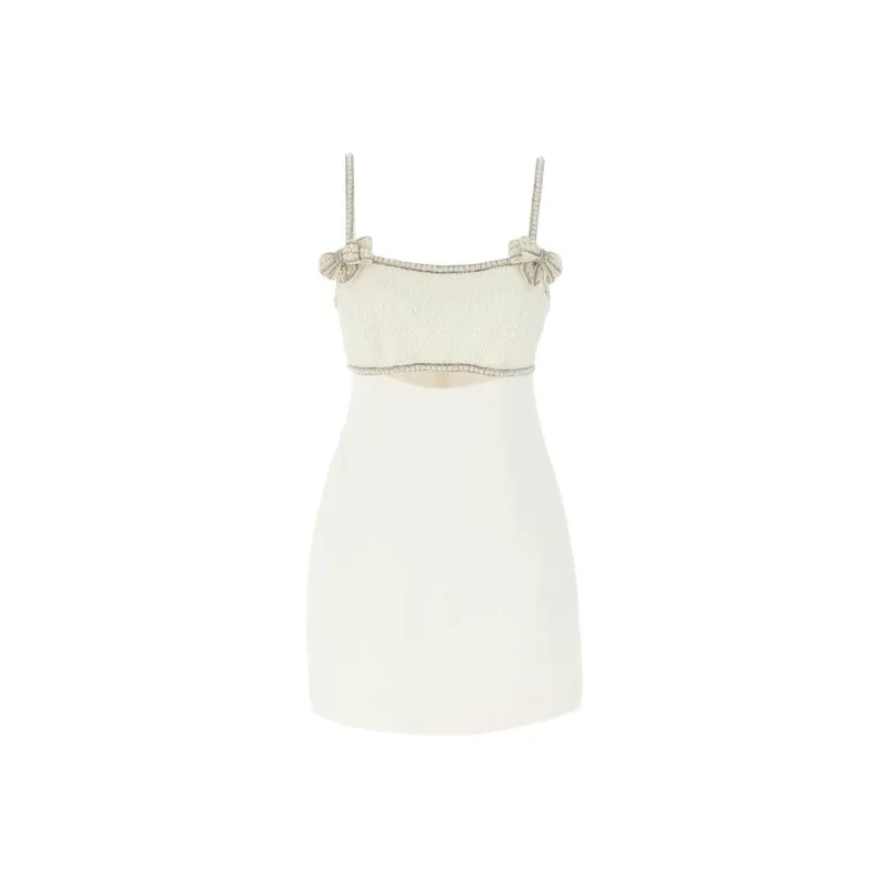 Self portrait Crepe Embellished Bow Mini Dress-0