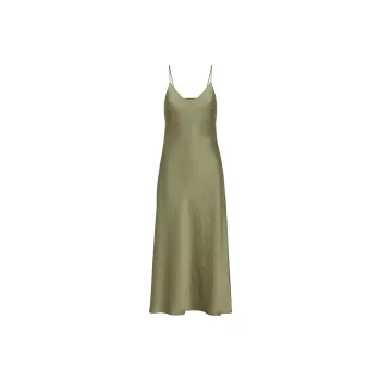 ARITZIA Wilfred New Only Slip Satin Maxi Dress Slip Dresses Women's Bosana Green