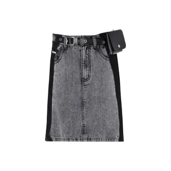 LOFT SHINE Cropped Skirt Black Denim Gray
