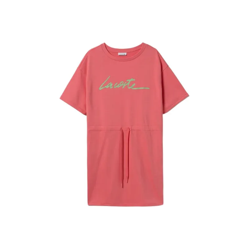 LACOSTE Short Sleeved Dress Women's Pink-0
