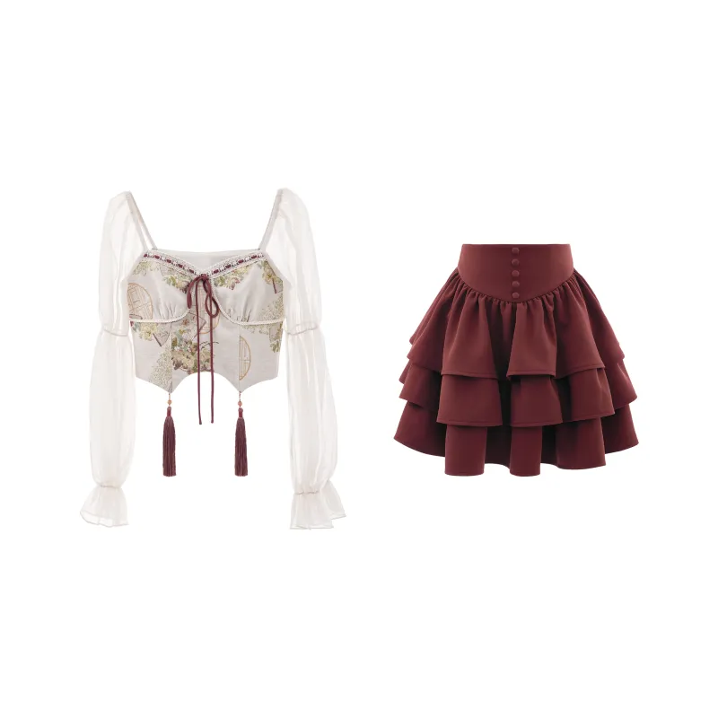 Blovelan Skirt Set Women's Caramel Brown-0