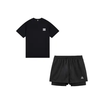PEAK Casual Sportswear Unisex Black Top+Black Shorts