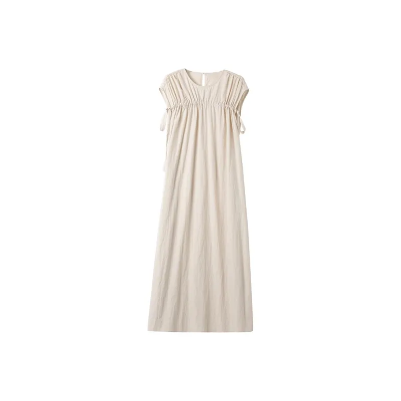 Ancient Alley Sleeveless Dress Women's Beige Apricot-0