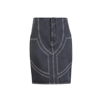 OFF WHITE Curved Hem Denim Skirt
