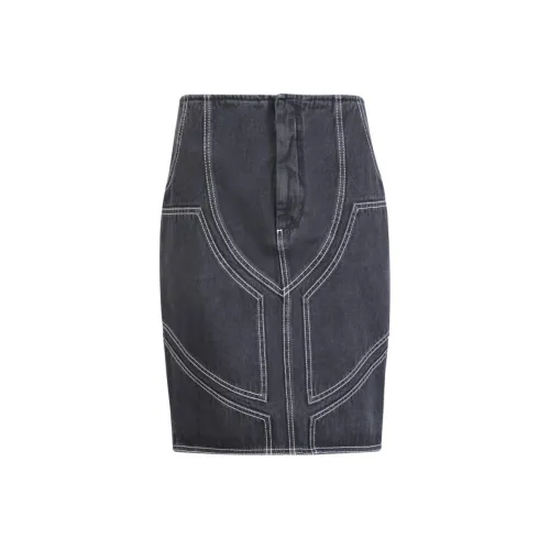 OFF WHITE Curved Hem Denim Skirt