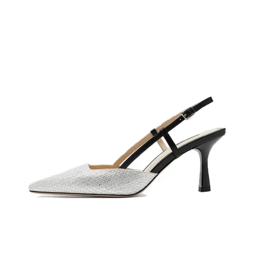NINE WEST Slim Heel High Heels 7.5cm Women's Silver Black
