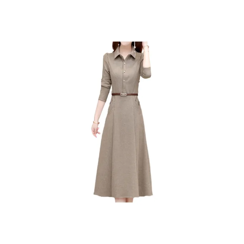 Mapping Long Sleeved Dresses Women's Gray-0