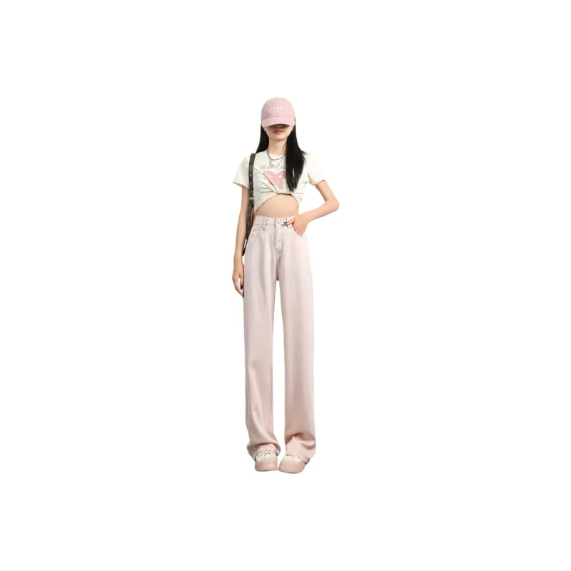 Menglaini Jeans Unisex Pink-0