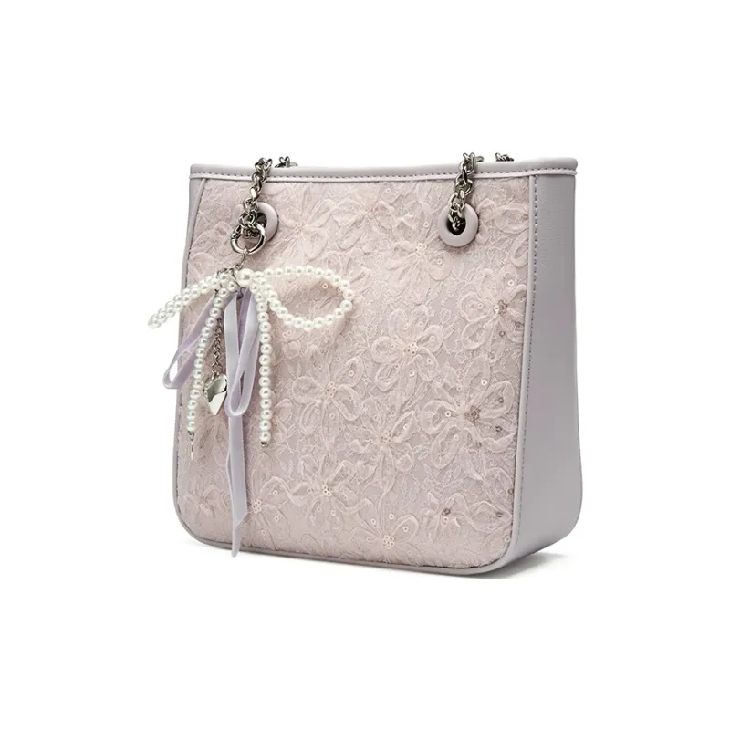 JOSINY Fabric, Synthetic Leather Crossbody Bag, Shoulder Bag Women's Light Purple/Ecru-1