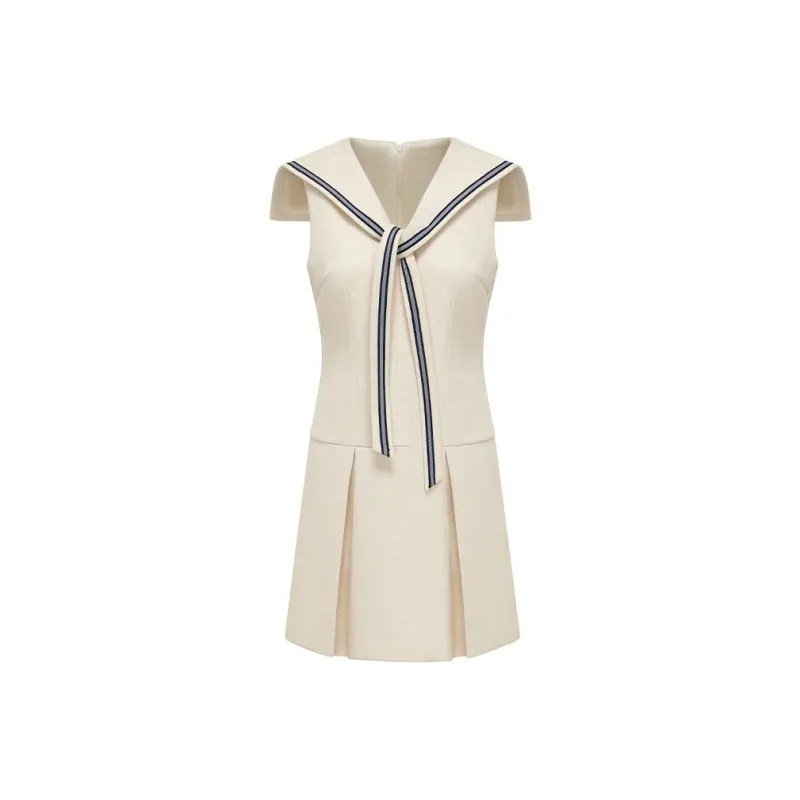 Udon House Sleeveless Dress Women's Beige-0