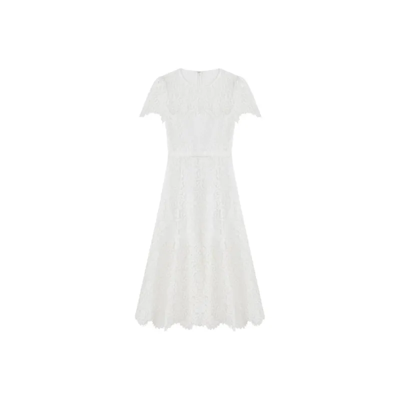 Self portrait Short Sleeved Dresses Women's Pure White-0
