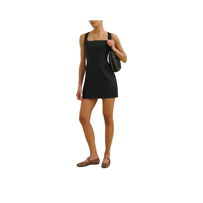 REFORMATION Celosia Linen Dress Slip Dress Women's Black-0