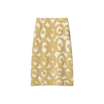 Marimekko X UNIQLO Marimekko Co brand Casual Long Skirts Women's Dark Beige