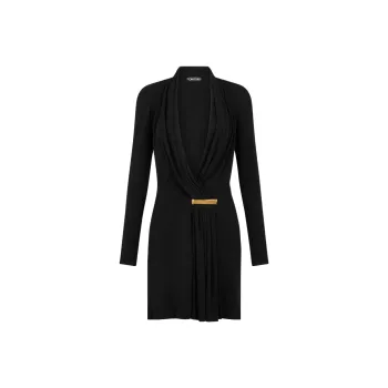 TOM FORD V Neck Draped Mini Dress