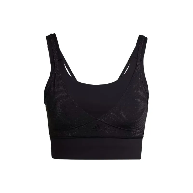 Adidas Powerimpact Training Medium-Support Shiny Bra Sports Underwear Women's Black-0