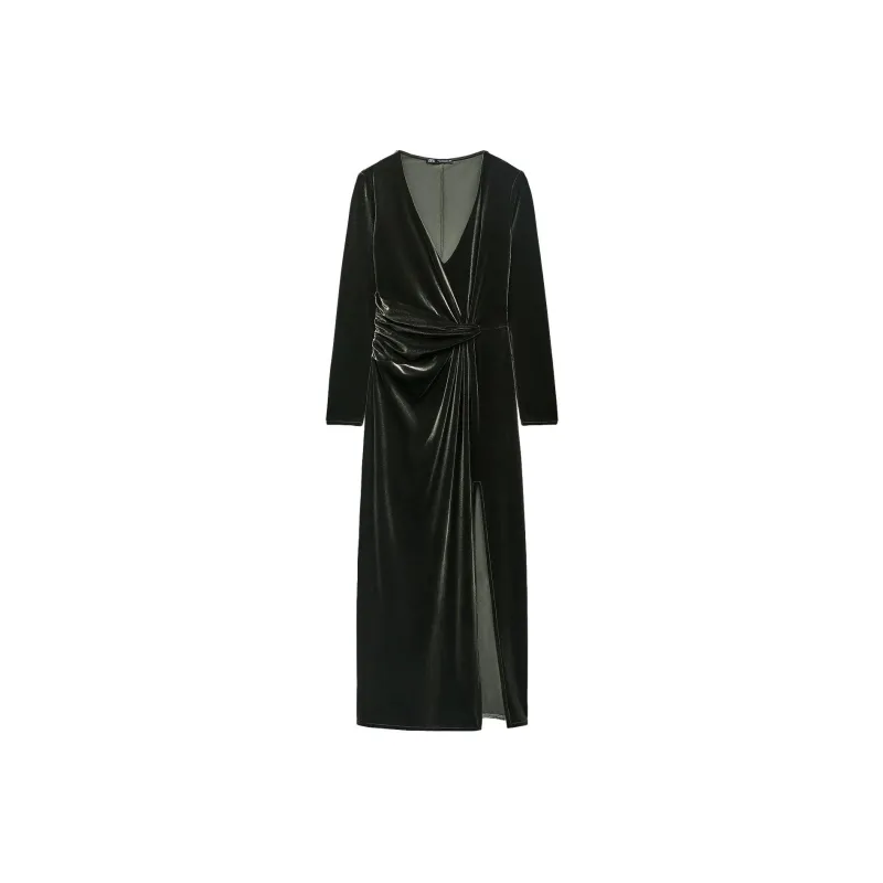 ZARA Long Sleeved Dresses Women's Dark Khaki-0