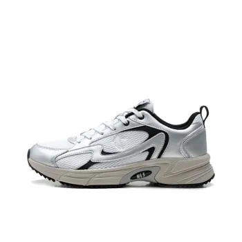 QIAODAN Anti Slip Wear Resistant Low Top Casual Shoes Men's White Silver