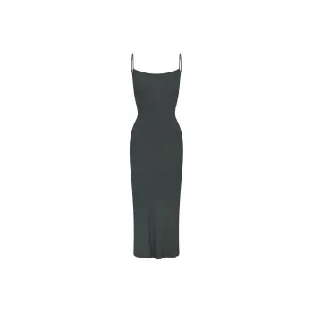 SKIMS SOFT LOUNGE PETITE LONG SLIP DRESS Slip Dresses Women's DEEP SEA/Deep Sea Color
