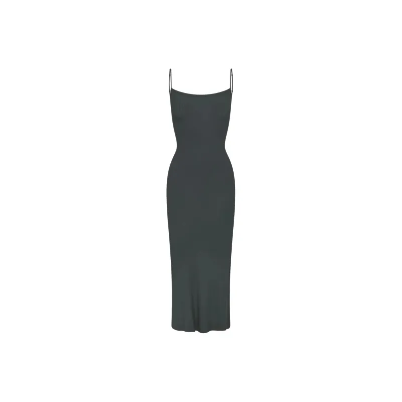 SKIMS SOFT LOUNGE PETITE LONG SLIP DRESS Slip Dresses Women's DEEP SEA/Deep Sea Color-0