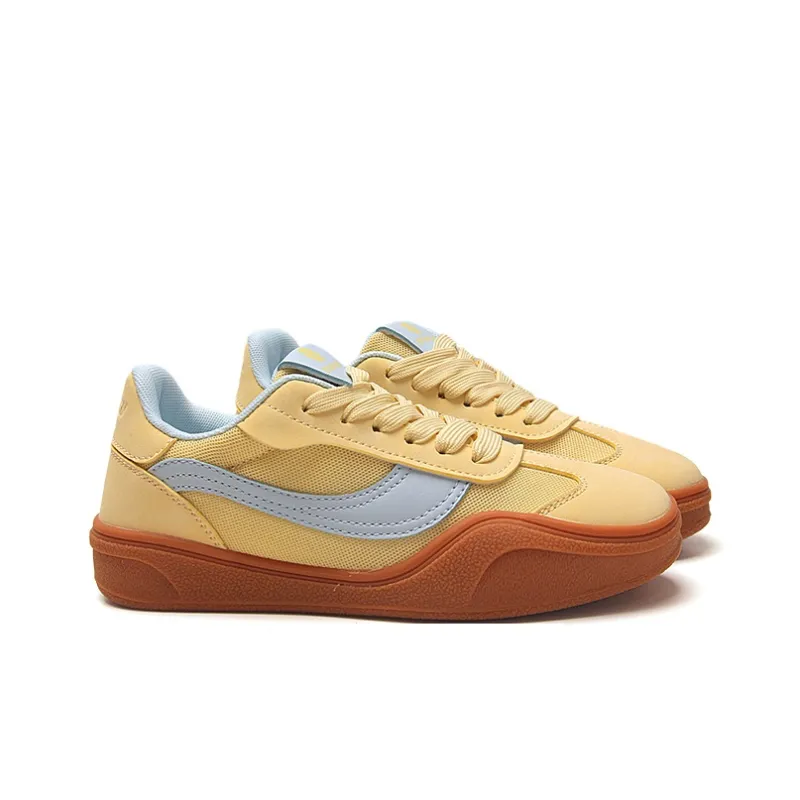 STUR YSN Abrasion Resistant Breathable Low Top Skateboard Shoes Women's Yellow Blue-3