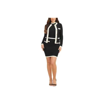 GUESS Amba Embossed Striped Skirt Casual Short Skirts Women's Black