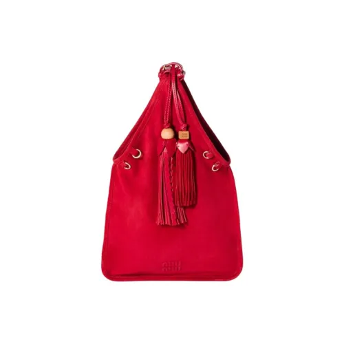 MIU MIU Blended Material Handbag Large Size Women's Gemstone Red
