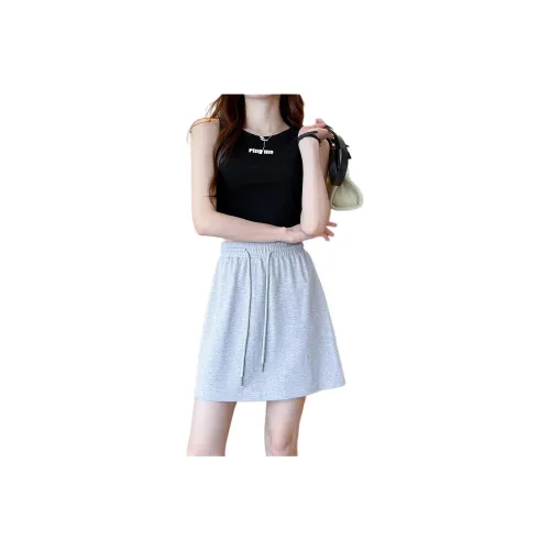 Tonlion Casual Short Skirts Women's Light Heather Gray