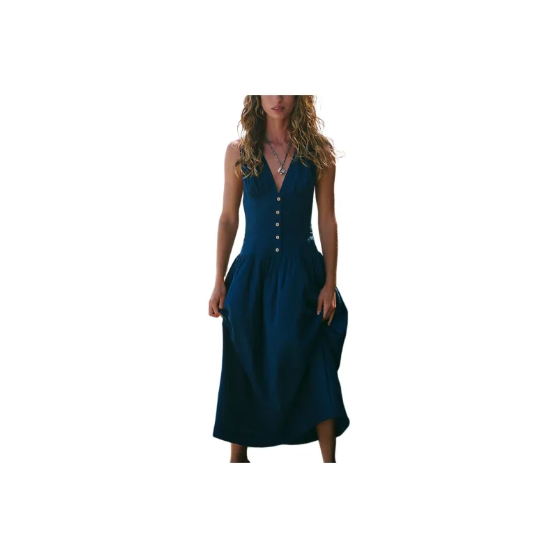 FREE PEOPLE Best Dressed Midi Sleeveless Dress Women's Darkest Night-0