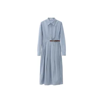 Fstudio Long Sleeved Shirt Dress Women's Blue