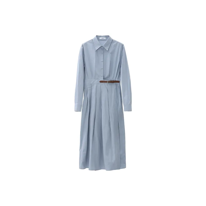 Fstudio Long Sleeved Shirt Dress Women's Blue-0