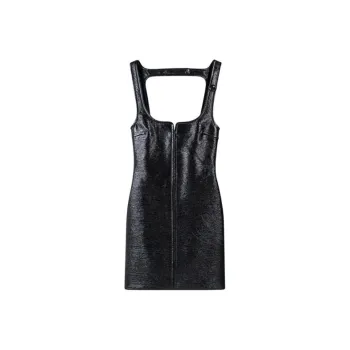 Courrèges Vinyl Swallow Dress 'Black'