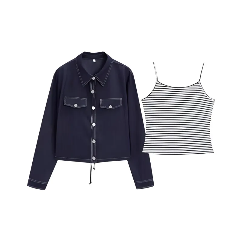 Love To Serve Casual Suit Women's Navy Blue-0