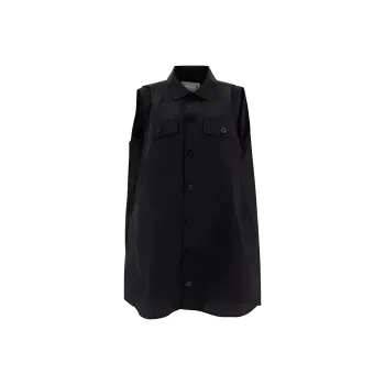 Sacai Box Pleat Detailed Sleeveless Shirt Dress