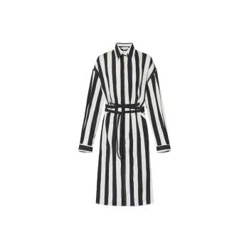 MOCO Long Sleeved Dress Women's Black Apricot Stripes