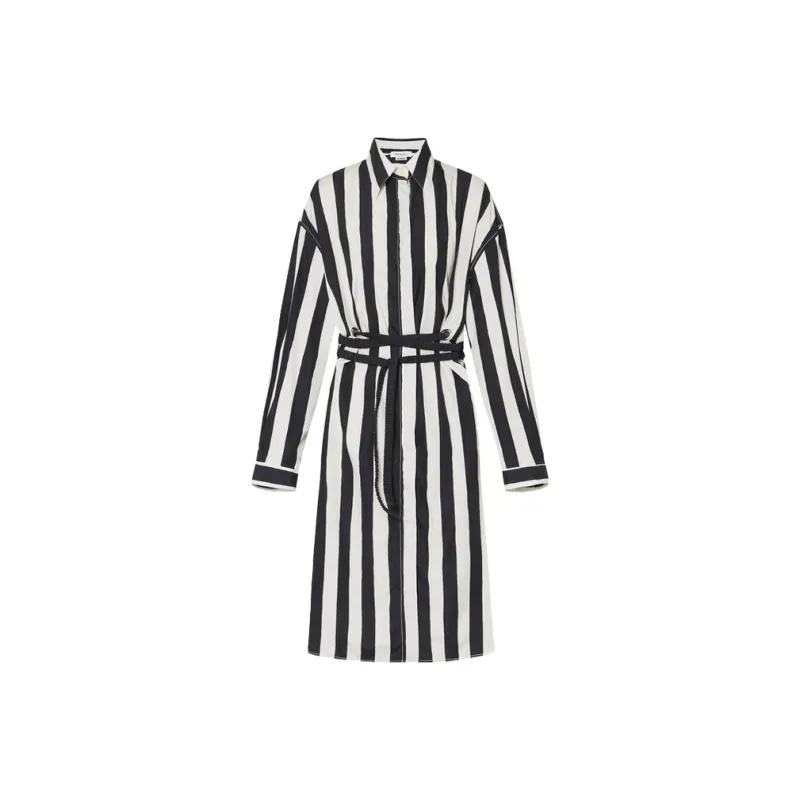 MOCO Long Sleeved Dress Women's Black Apricot Stripes-0