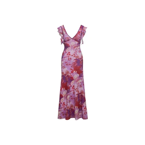 PRINCESS POLLY SOLEILA MAXI DRESS Slip Dress Women's Purple Multi/Purple Multicolor