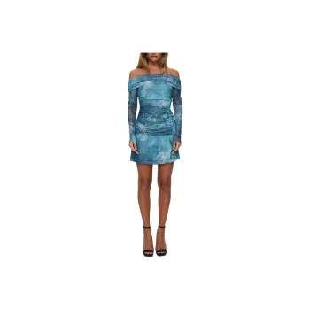 PRINCESS POLLY OLYMPIQUE LONG SLEEVE MINI DRESS Long Sleeved Dress Women's BLUE MULTI/Blue Multicolor