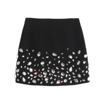 TCH Casual Short Skirts Women's Black With Silver Logo