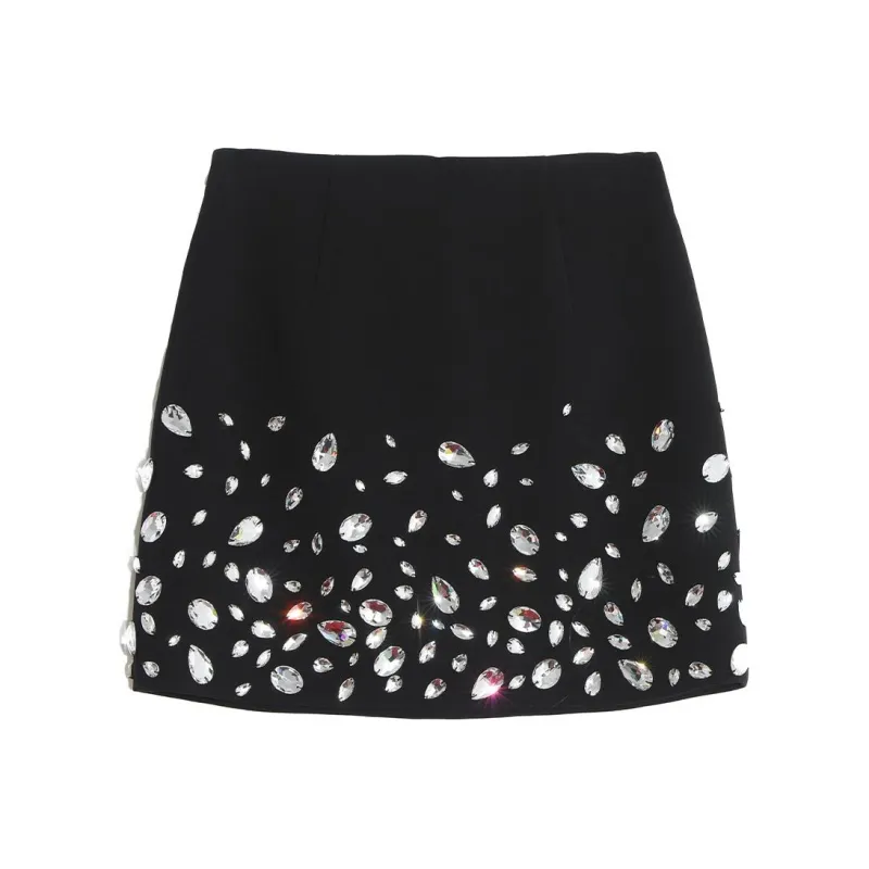 TCH Casual Short Skirts Women's Black With Silver Logo-0