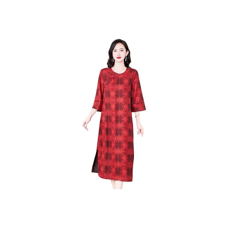 Yi Mengyuan Silk Short Sleeved Dress Women's-0