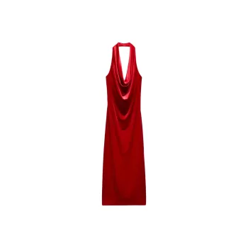 ZARA Sleeveless Dress Women's Deep Red